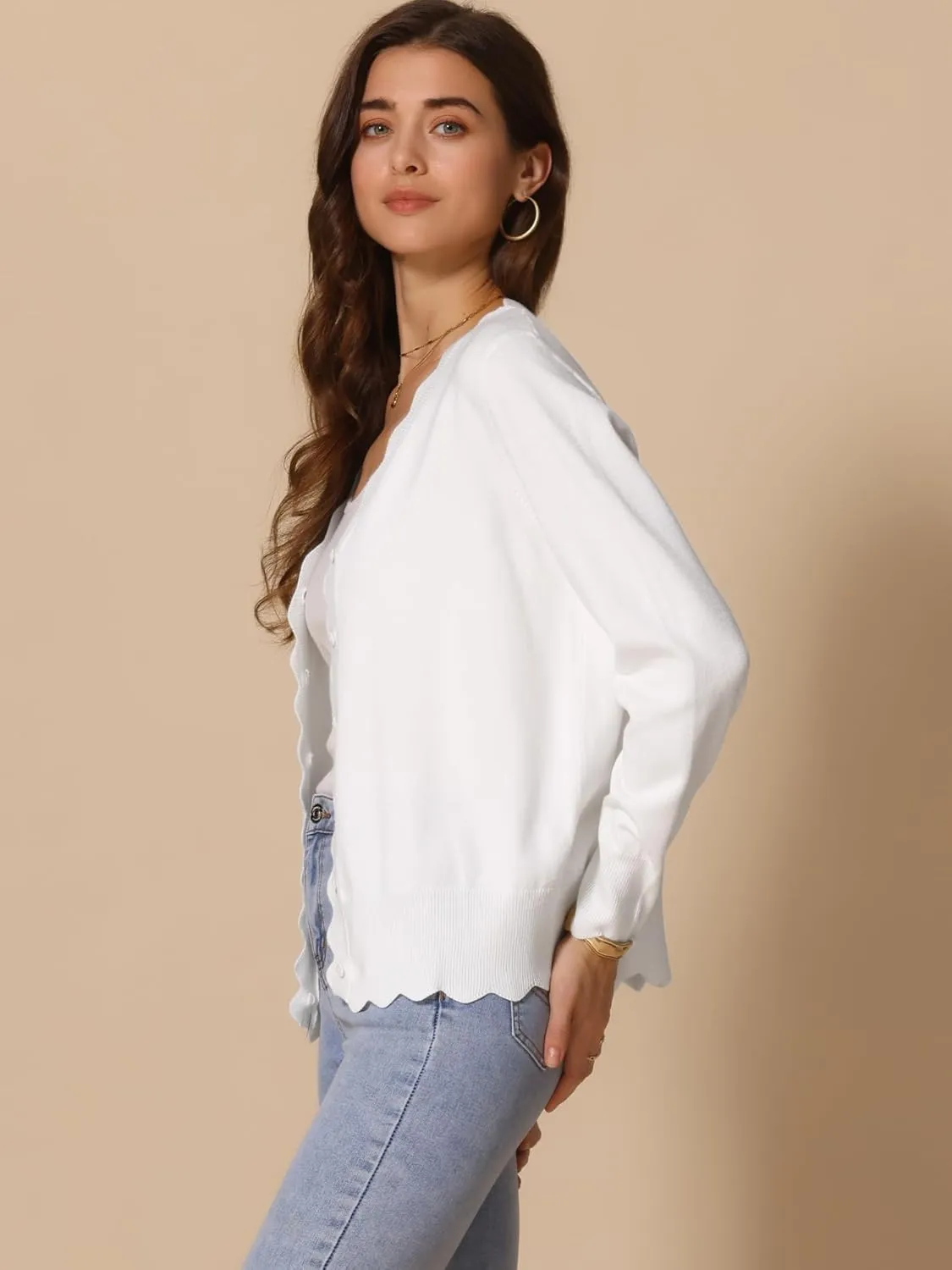 Allegra K Cardigan Sweater for Women V Neck Long Sleeve Open Front Lightweight Knit Shrugs Sweaters