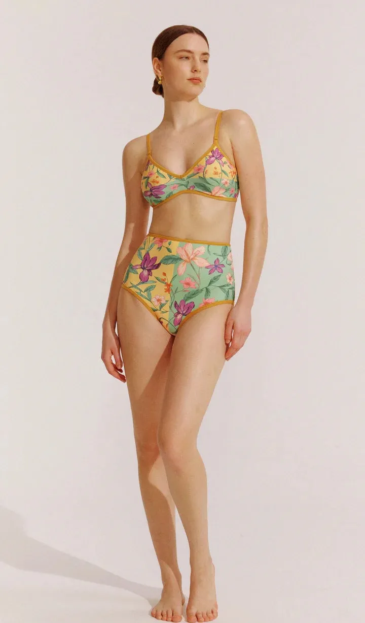 Allover Plant Print Reversible Two Piece Swimsuit Spaghetti Strap High Waisted Bikini Sets