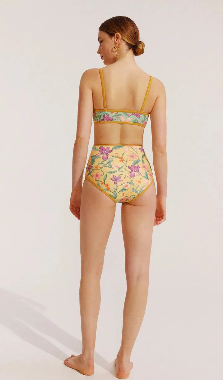 Allover Plant Print Reversible Two Piece Swimsuit Spaghetti Strap High Waisted Bikini Sets