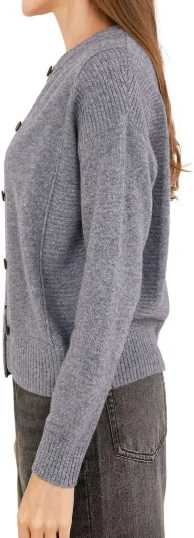Amazhiyu Women's 100% Wool Button Down Sweaters Winter Long Sleeve Knit Cardigan