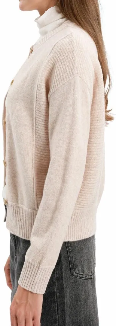 Amazhiyu Women's 100% Wool Button Down Sweaters Winter Long Sleeve Knit Cardigan