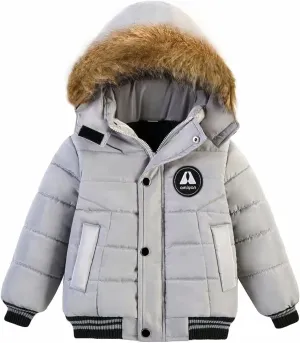 AMIYAN Toddler Boys Girls Down Jacket Hooded Thickened Warm Winter Coat Outerwear 1-6Years