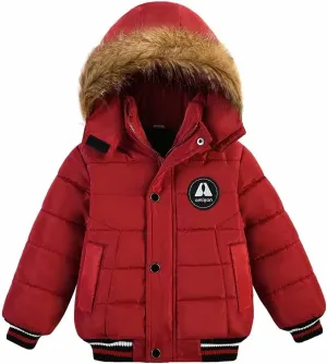 AMIYAN Toddler Boys Girls Down Jacket Hooded Thickened Warm Winter Coat Outerwear 1-6Years