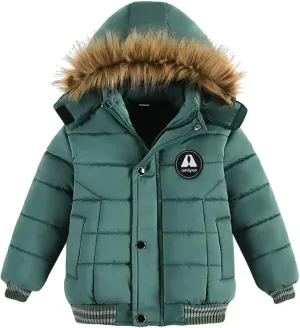 AMIYAN Toddler Boys Girls Down Jacket Hooded Thickened Warm Winter Coat Outerwear 1-6Years