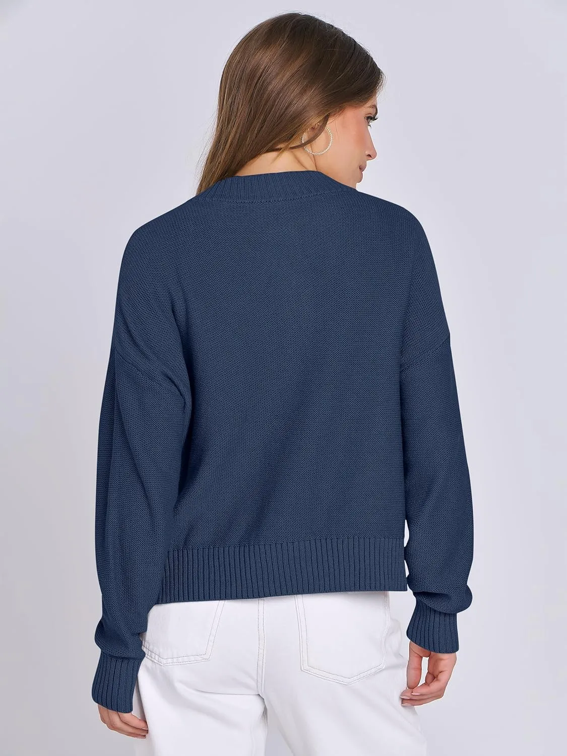 ANRABESS Women Knit Cardigans Sweater Open Front Button Down Long Sleeve Cropped Lady Jacket Outwear 2025 Spring Outfits