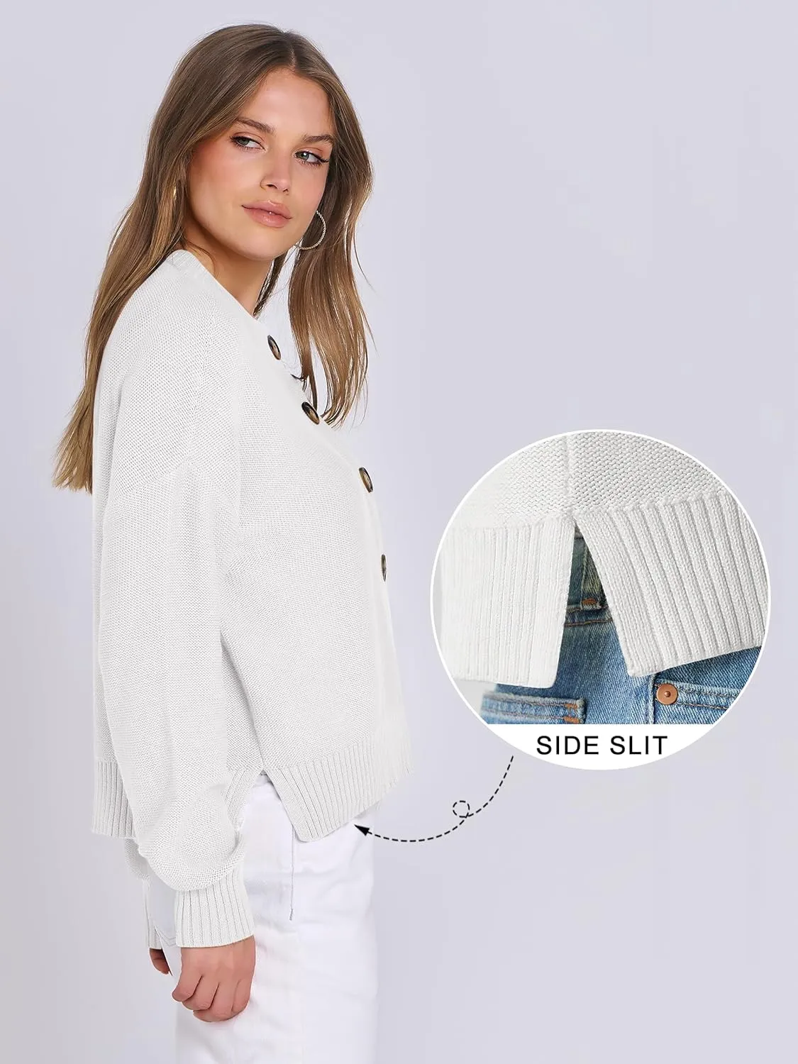 ANRABESS Women Knit Cardigans Sweater Open Front Button Down Long Sleeve Cropped Lady Jacket Outwear 2025 Spring Outfits