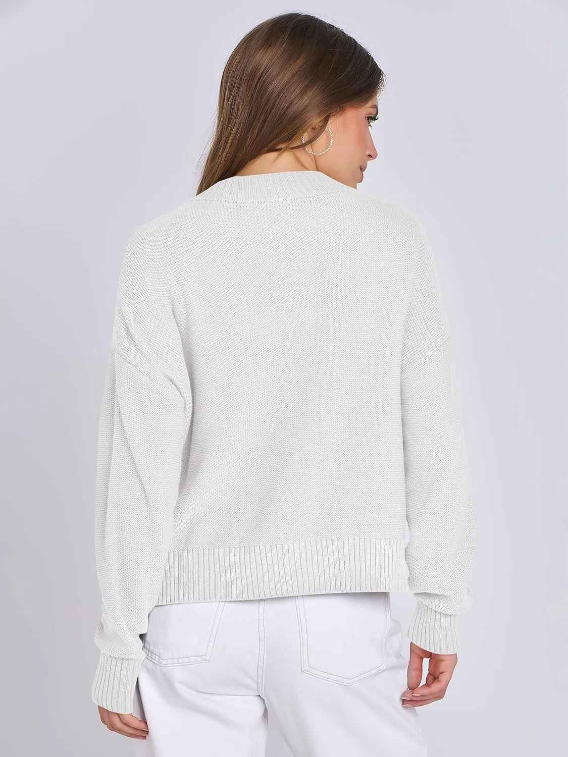 ANRABESS Women Knit Cardigans Sweater Open Front Button Down Long Sleeve Cropped Lady Jacket Outwear 2025 Spring Outfits