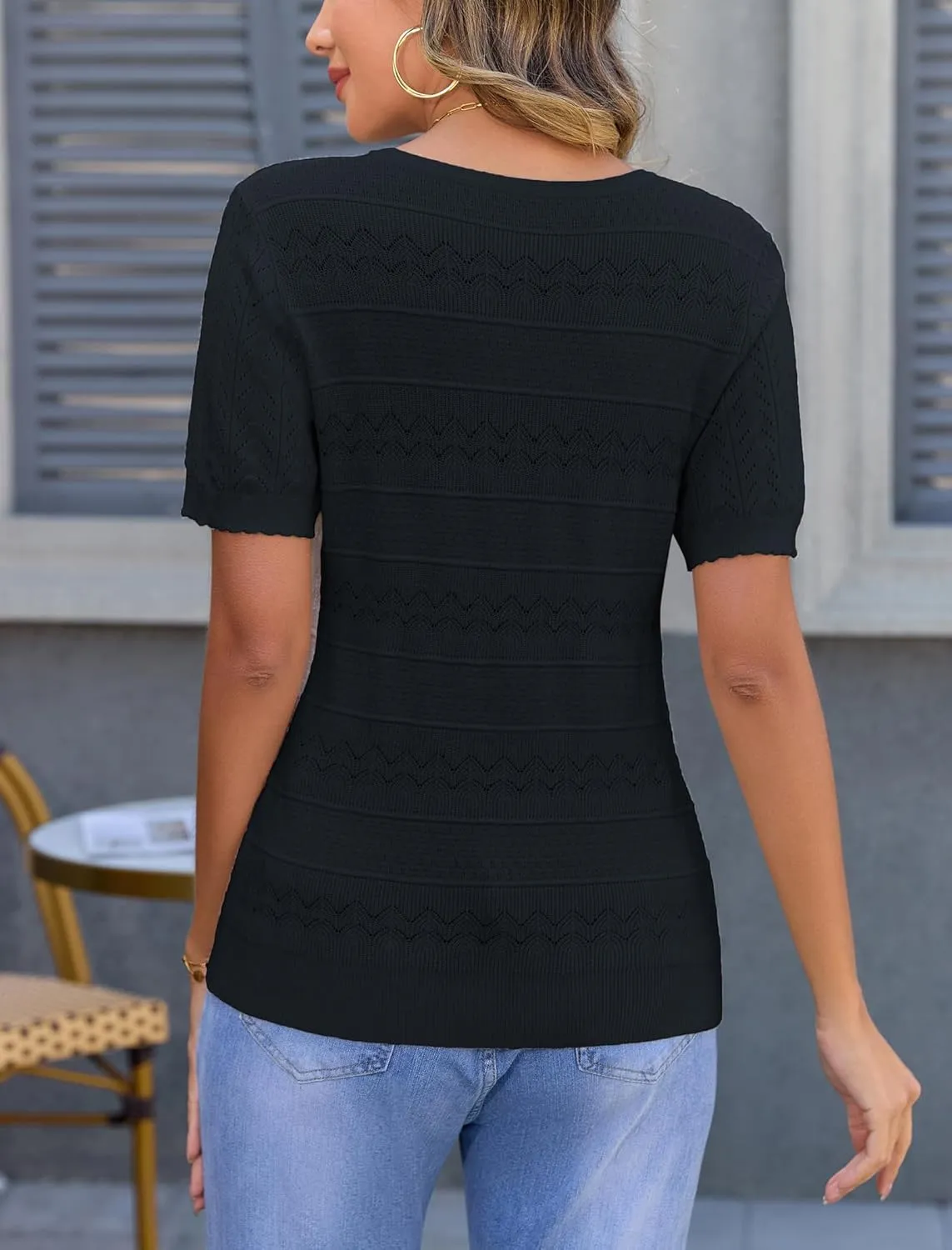 Arolina 2025 Short Sleeve Sweater for Women Lightweight Summer Pullover Sweaters Casual Work Crochet Knit Tops