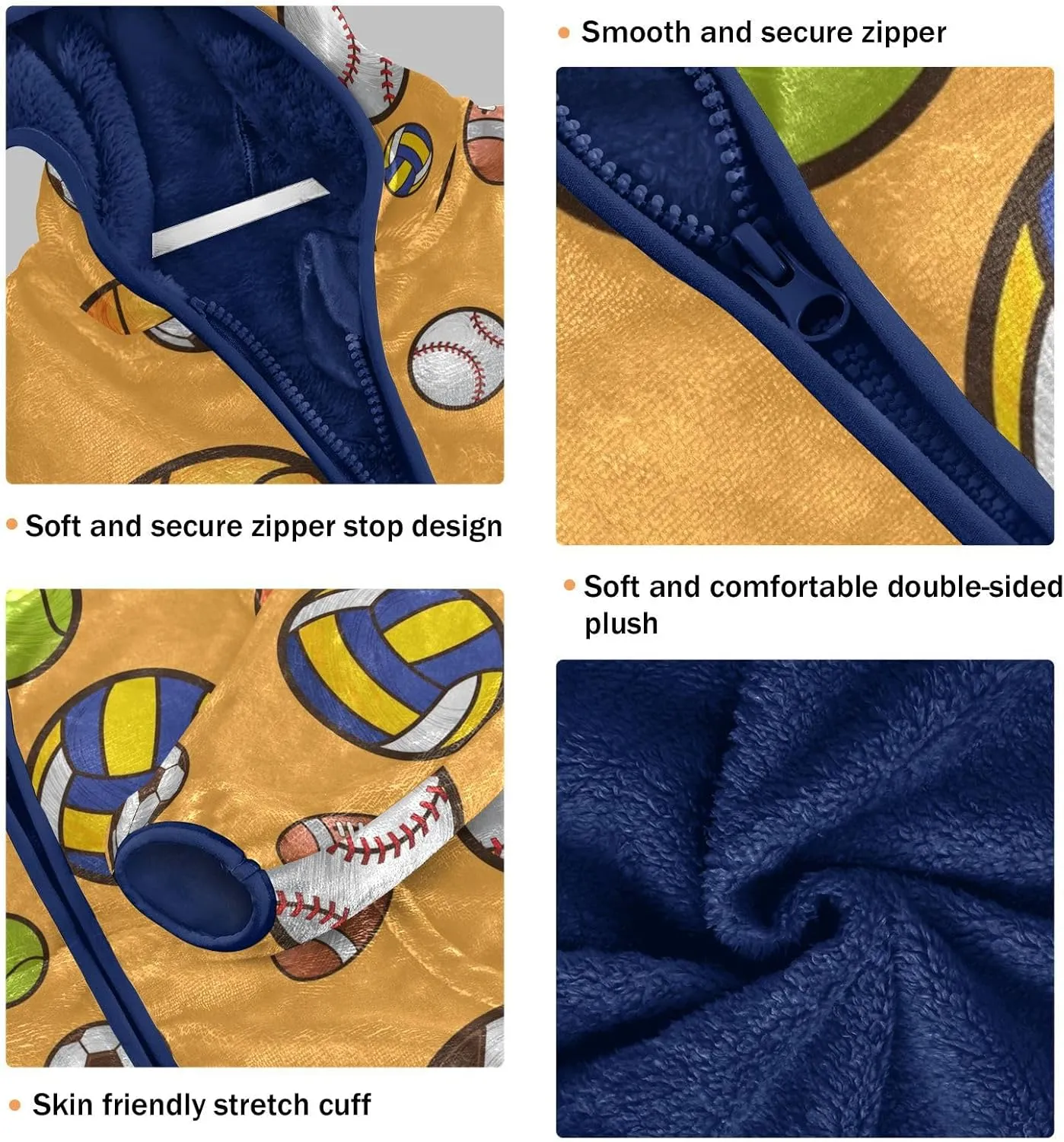 Aslsiy Boys Fleece Jacket Sport Soccer Ball Toddler Hooded Coat Basketball Hoodie Kids Outerwear