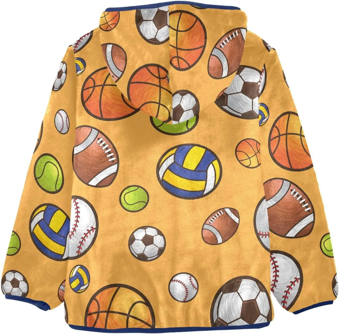 Aslsiy Boys Fleece Jacket Sport Soccer Ball Toddler Hooded Coat Basketball Hoodie Kids Outerwear