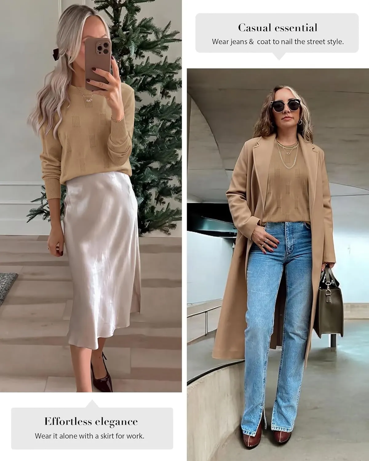 ATHMILE Womens Sweaters Knit Long Sleeve Pullover Tops Trendy Dressy Business Casual Winter Clothes Outfit Fashion 2025
