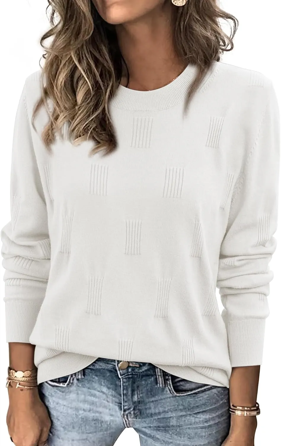ATHMILE Womens Sweaters Knit Long Sleeve Pullover Tops Trendy Dressy Business Casual Winter Clothes Outfit Fashion 2025