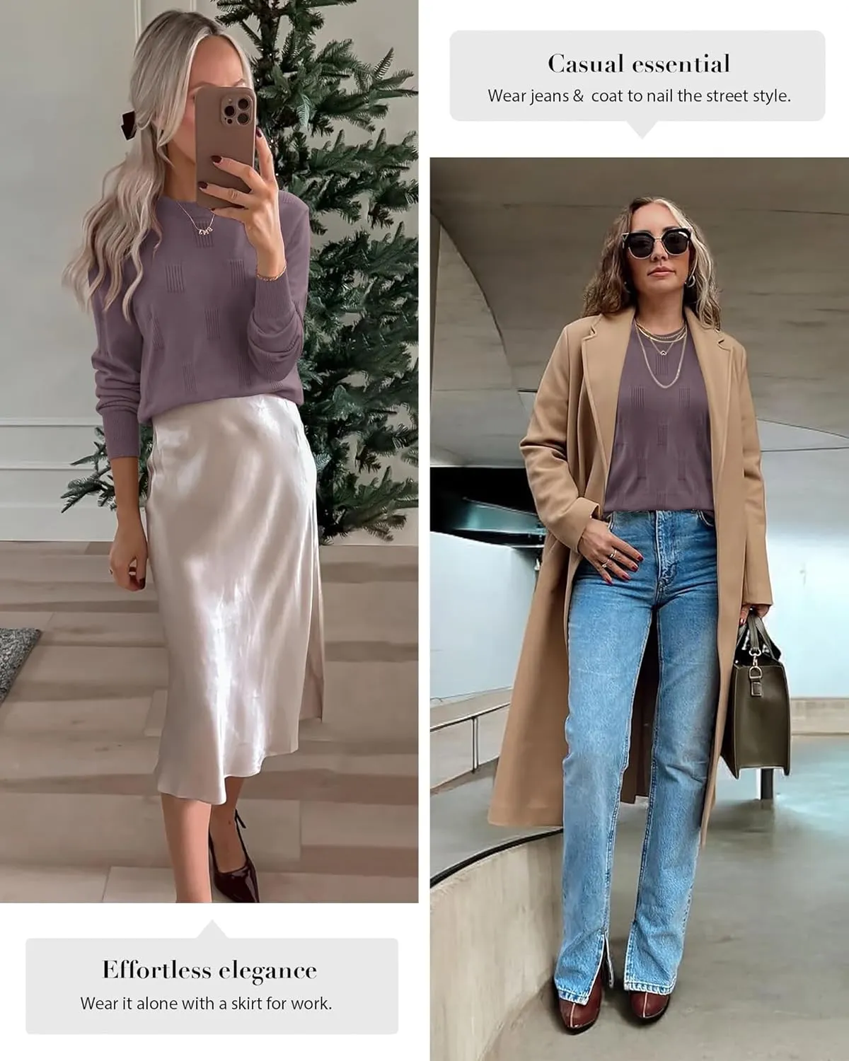 ATHMILE Womens Sweaters Knit Long Sleeve Pullover Tops Trendy Dressy Business Casual Winter Clothes Outfit Fashion 2025