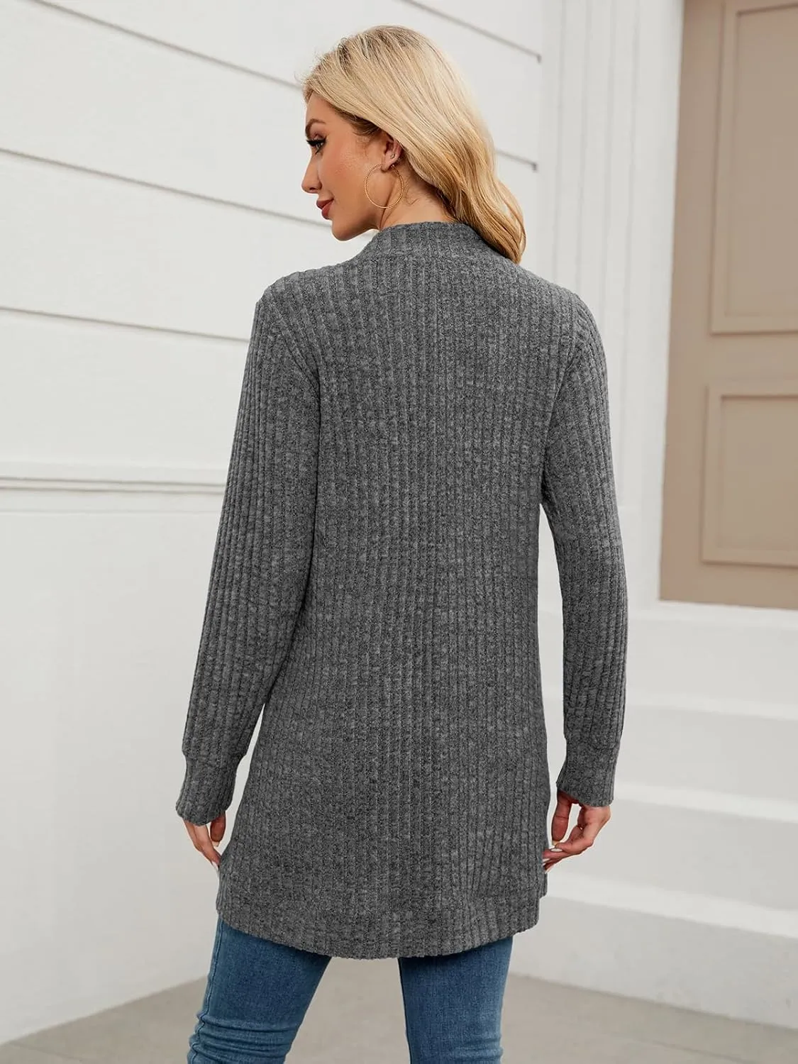 BELAROI Womens Open Front Cardigan Sweaters Casual Lightweight Outwear Long Sleeve Plus Size Tops Sweater with Pockets