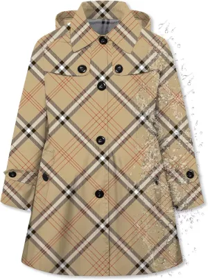 Betusline Girl's Hooded Trench Coat Single Breasted Dress Outerwear, 2-14 Years