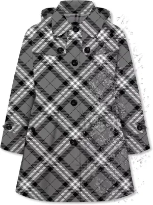 Betusline Girl's Hooded Trench Coat Single Breasted Dress Outerwear, 2-14 Years