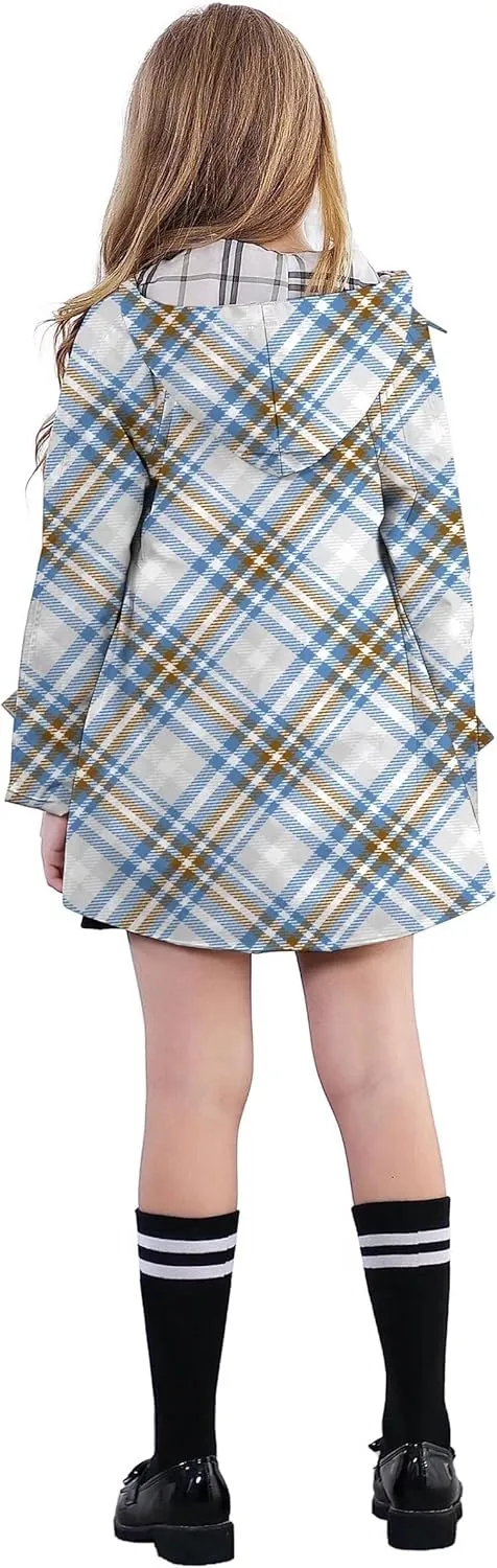Betusline Girl's Hooded Trench Coat Single Breasted Dress Outerwear, 2-14 Years