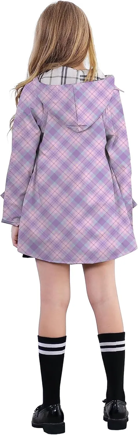 Betusline Girl's Hooded Trench Coat Single Breasted Dress Outerwear, 2-14 Years