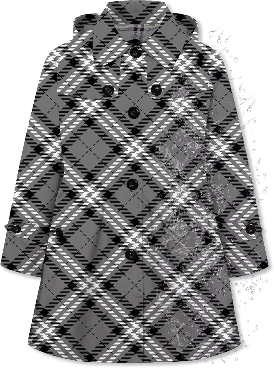 Betusline Girl's Hooded Trench Coat Single Breasted Dress Outerwear, 2-14 Years