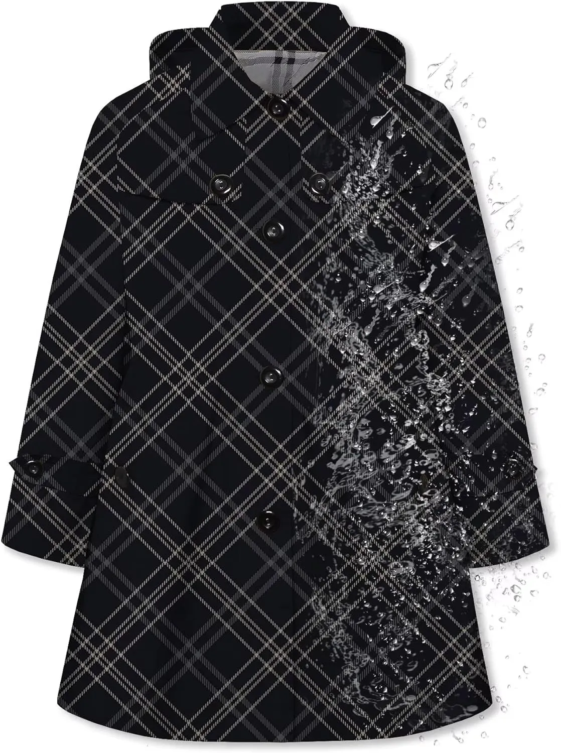 Betusline Girl's Hooded Trench Coat Single Breasted Dress Outerwear, 2-14 Years