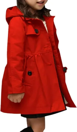 Betusline Girl's Single Breasted Trench Coat Dress Coat Outerwear, 2-14 Years