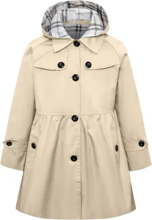 Betusline Girl's Single Breasted Trench Coat Dress Coat Outerwear, 2-14 Years