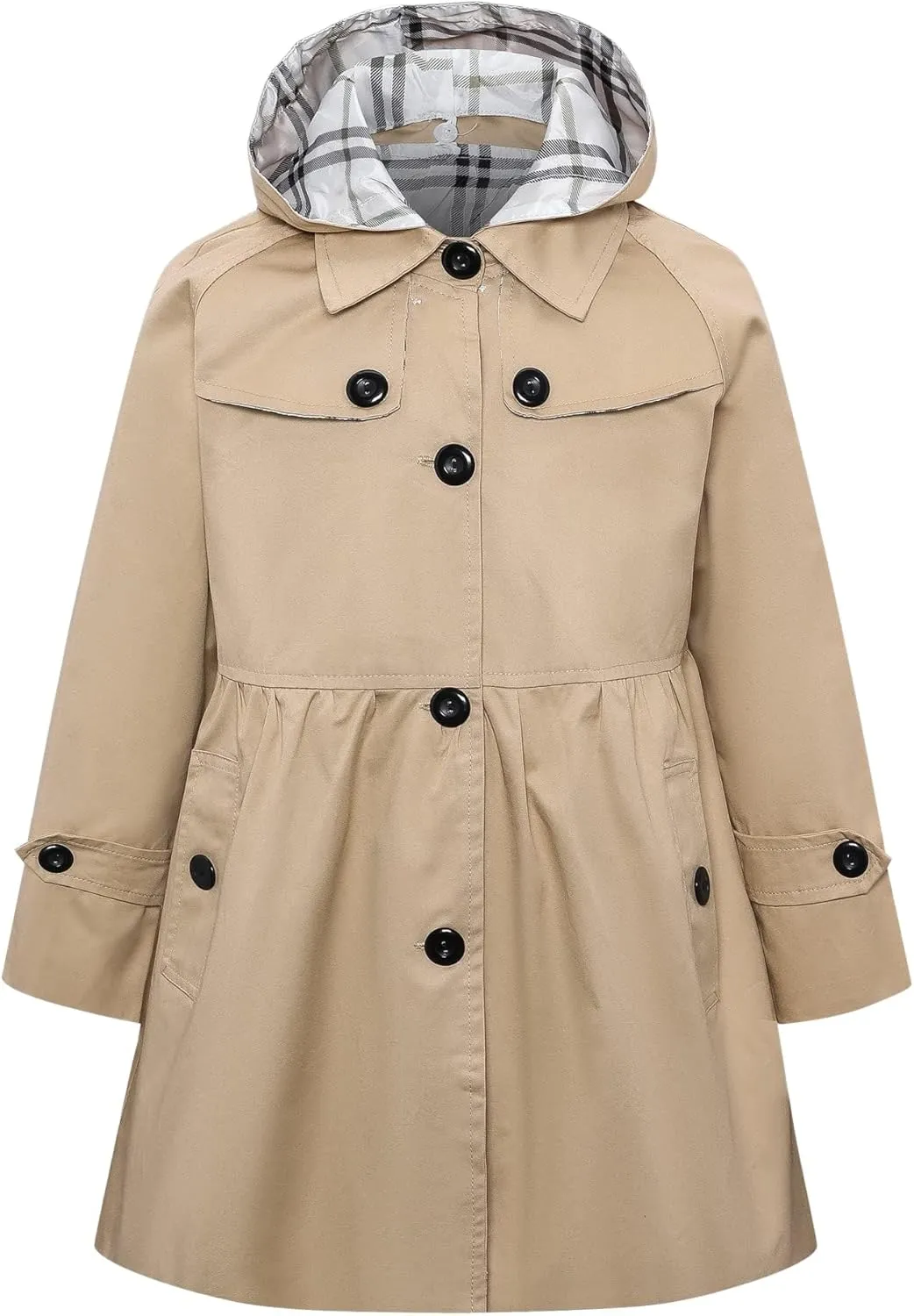Betusline Girl's Single Breasted Trench Coat Dress Coat Outerwear, 2-14 Years