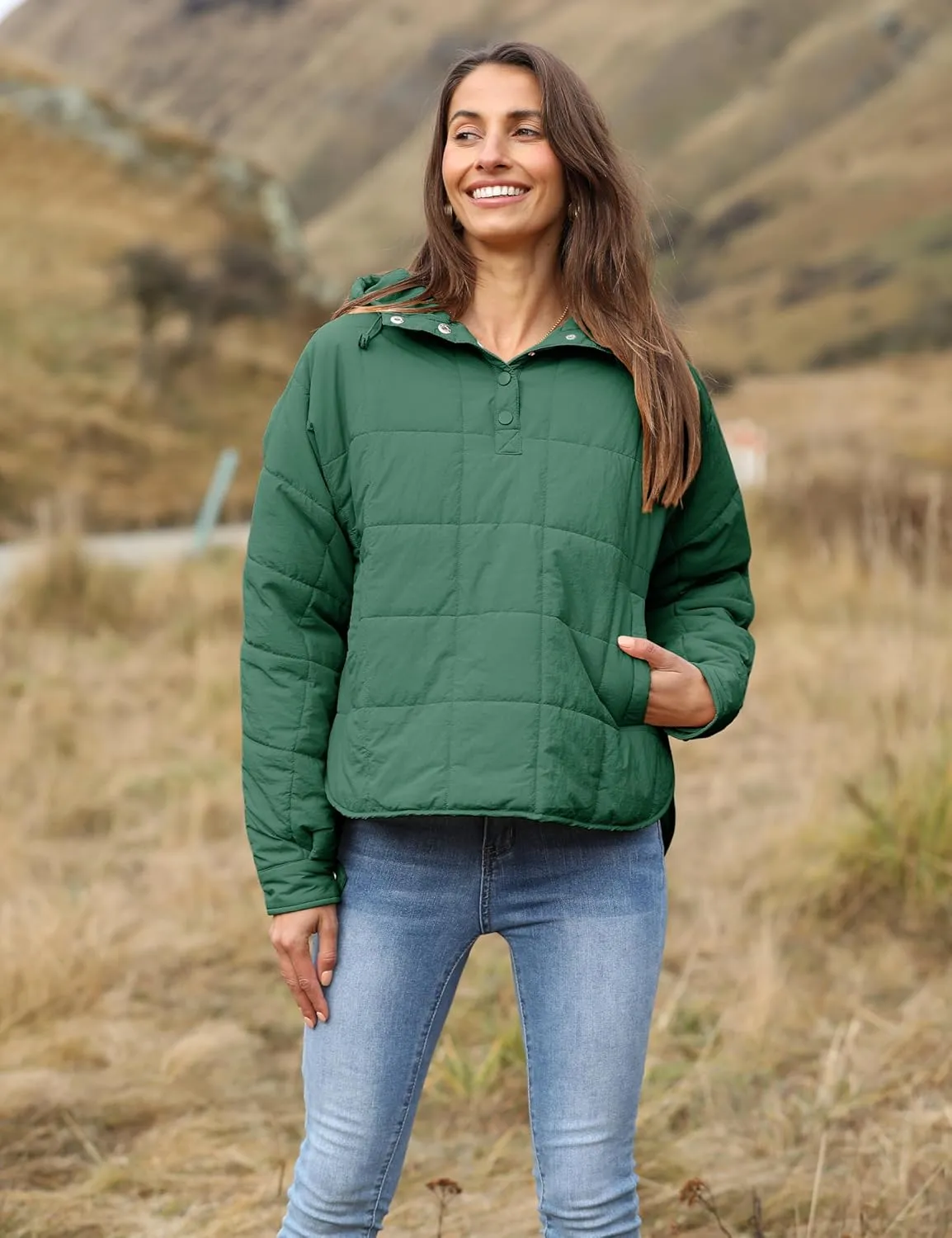 Bianstore Women's Oversized Puffer Jacket Lightweight Pullover Hoodies Winter Padded Coat Tops