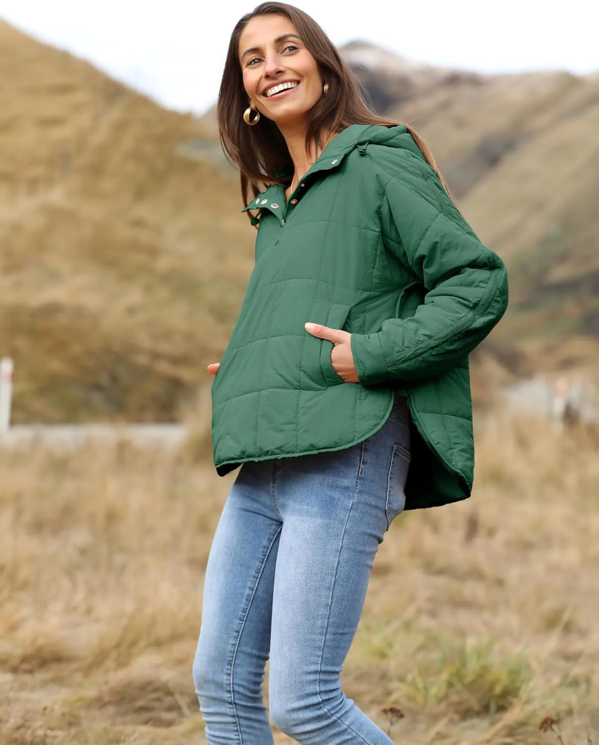Bianstore Women's Oversized Puffer Jacket Lightweight Pullover Hoodies Winter Padded Coat Tops