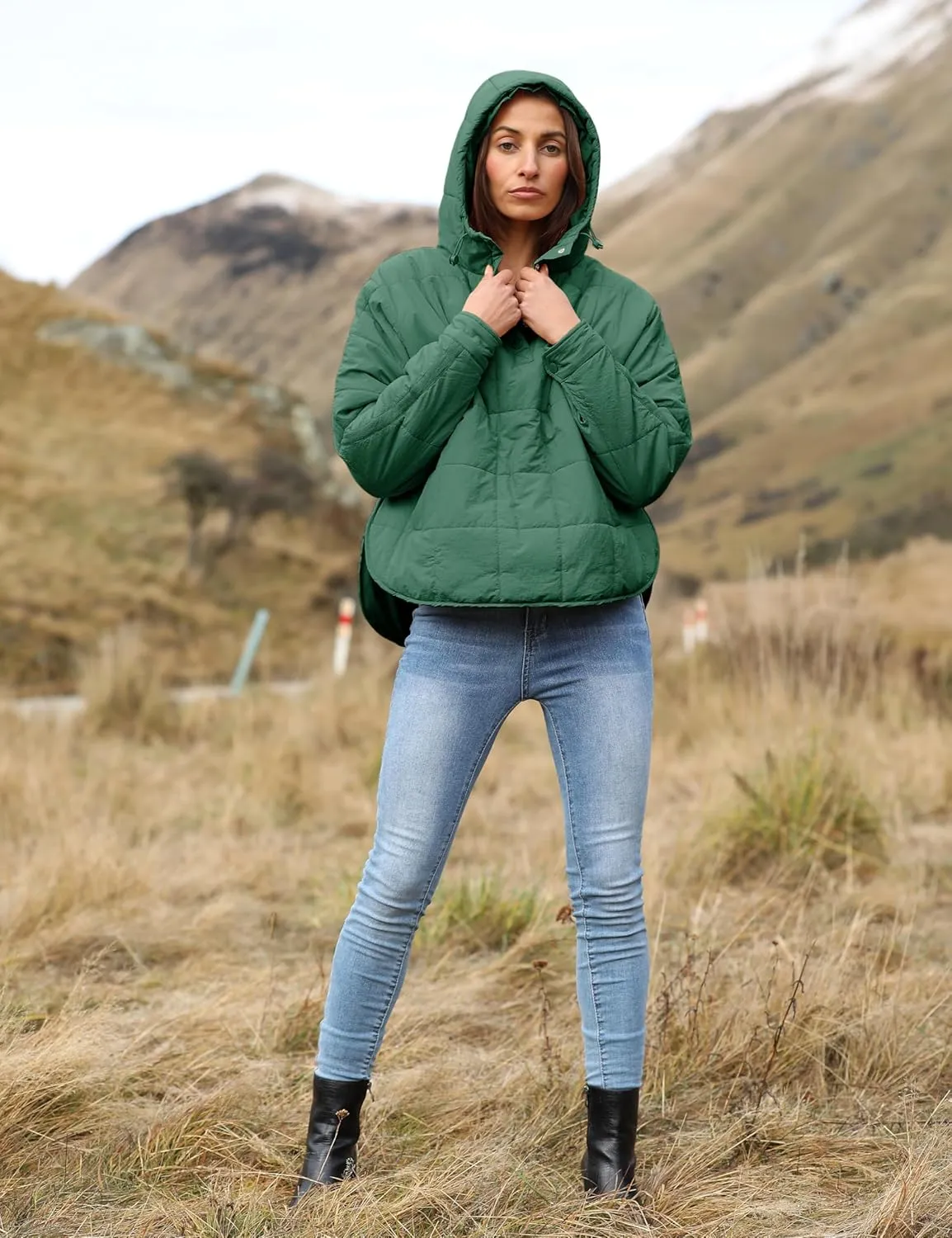 Bianstore Women's Oversized Puffer Jacket Lightweight Pullover Hoodies Winter Padded Coat Tops