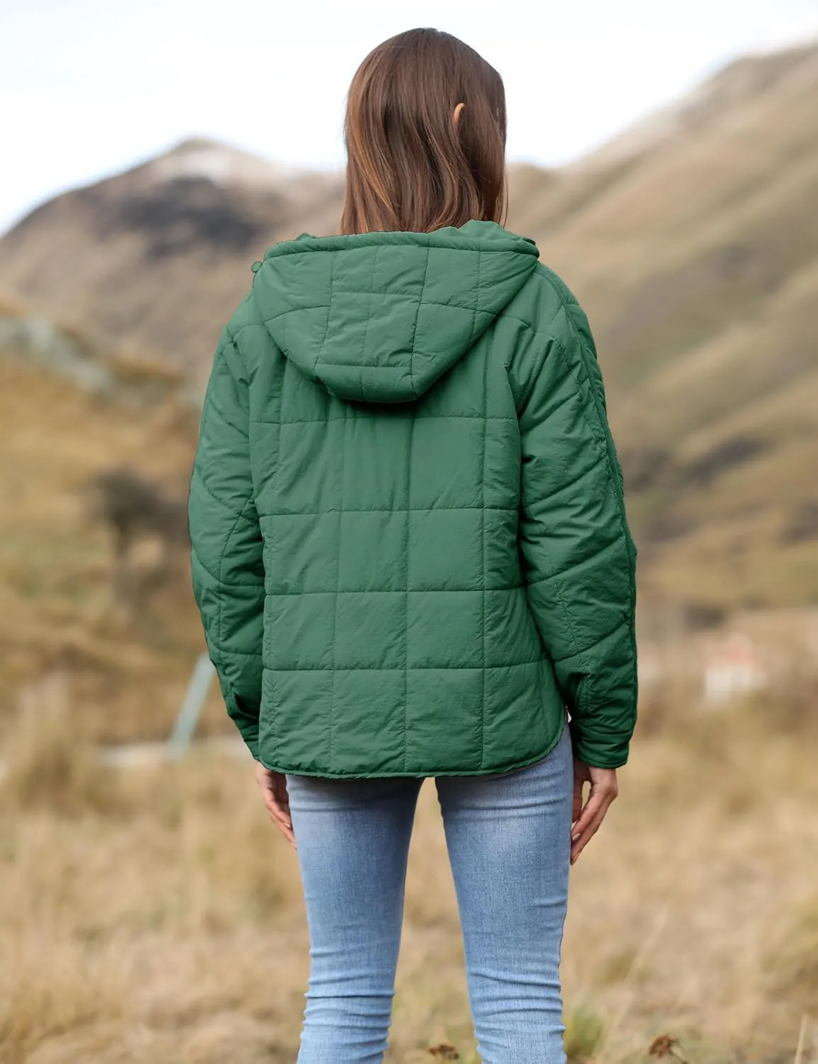 Bianstore Women's Oversized Puffer Jacket Lightweight Pullover Hoodies Winter Padded Coat Tops