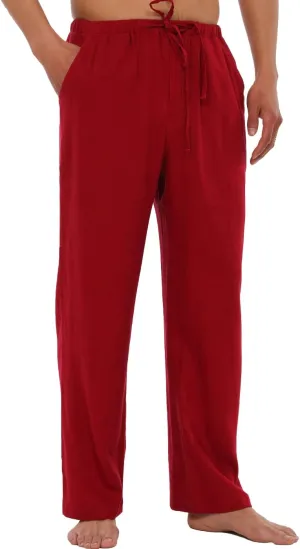 Bonnorth Men's Linen Loose Drawstring Elastic Waist Wide Leg Solid Casual Pants
