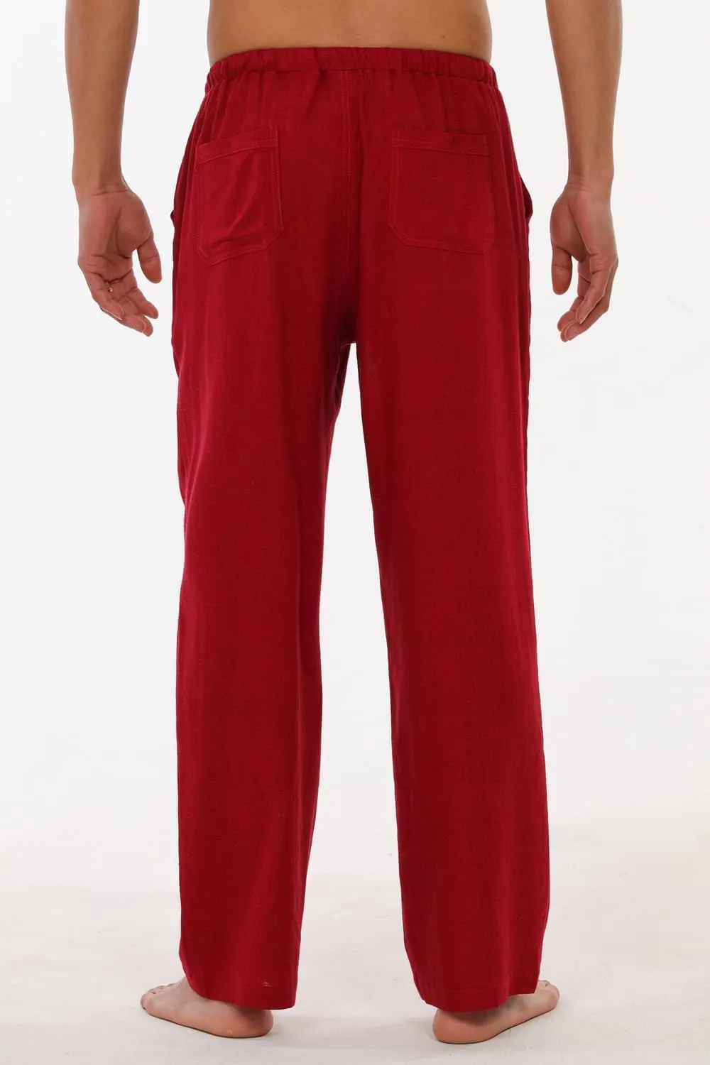 Bonnorth Men's Linen Loose Drawstring Elastic Waist Wide Leg Solid Casual Pants