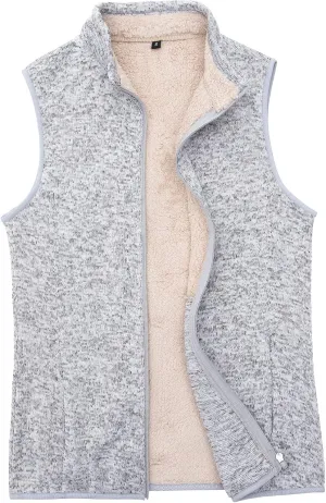 Bonnorth Women's Zip Up Sweater Fleece Vest, Sherpa Lined Windproof Warm Vest with Pocket