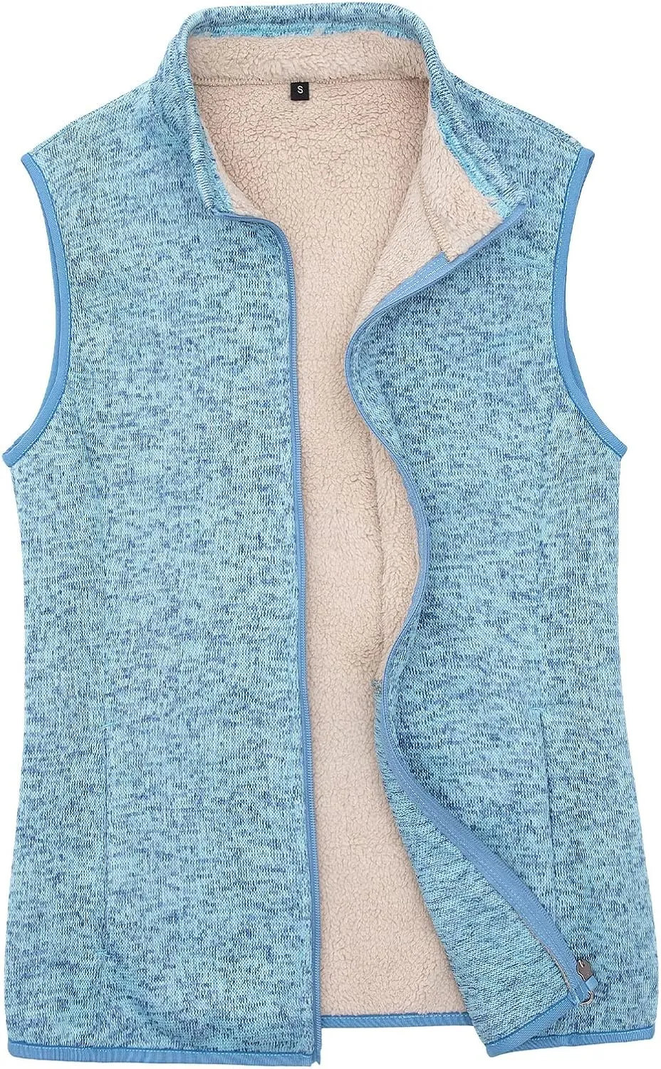 Bonnorth Women's Zip Up Sweater Fleece Vest, Sherpa Lined Windproof Warm Vest with Pocket