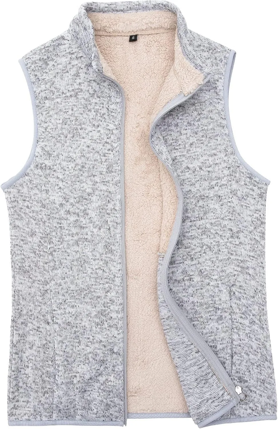 Bonnorth Women's Zip Up Sweater Fleece Vest, Sherpa Lined Windproof Warm Vest with Pocket