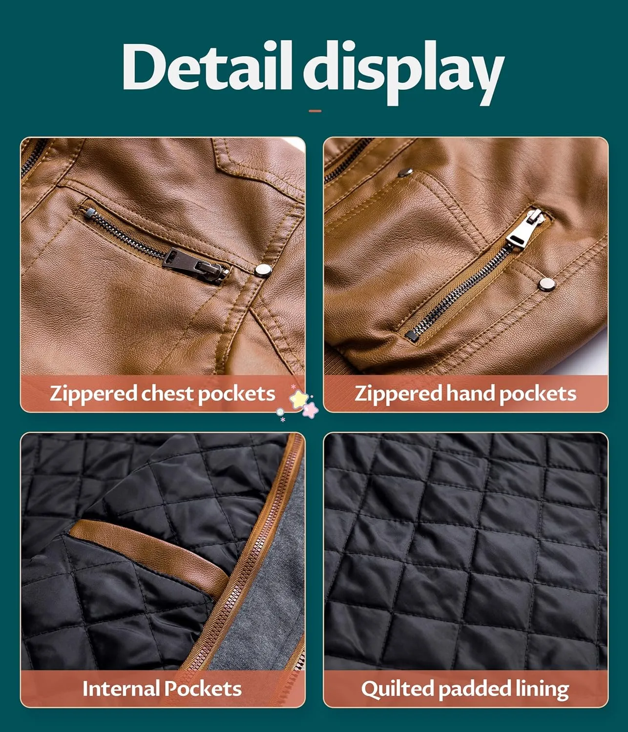 Boy's Faux Leather Jacket Windproof Warm Winter Coat Kids Bomber Outerwear Waterproof PU Motorcycle Jacket