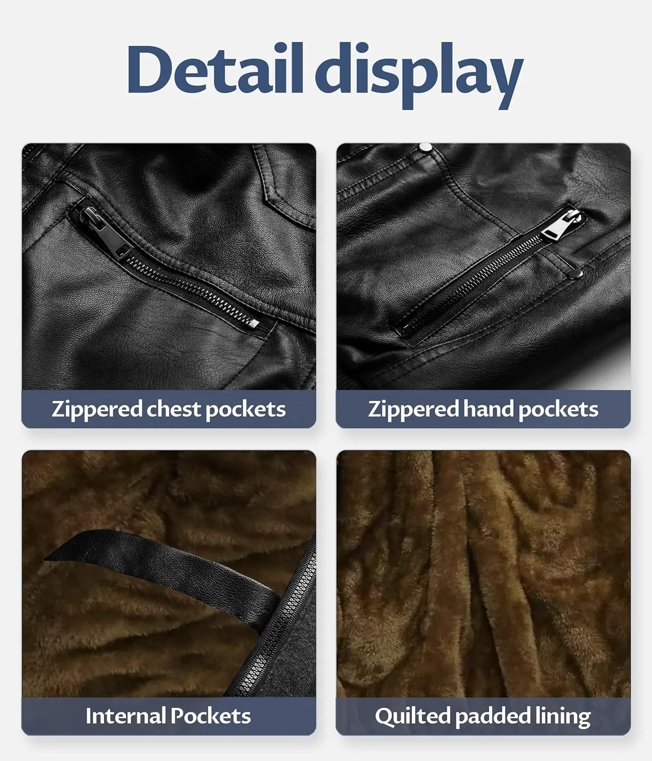 Boy's Faux Leather Jacket Windproof Warm Winter Coat Kids Bomber Outerwear Waterproof PU Motorcycle Jacket