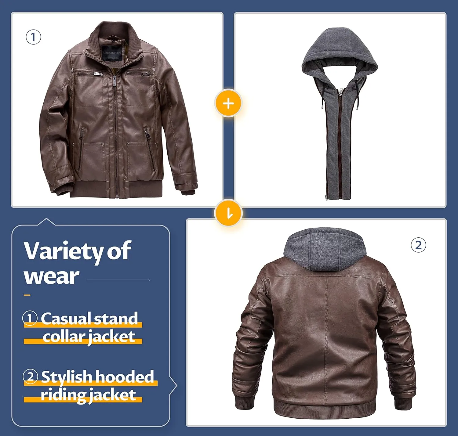 Boy's Faux Leather Jacket Windproof Warm Winter Coat Kids Bomber Outerwear Waterproof PU Motorcycle Jacket