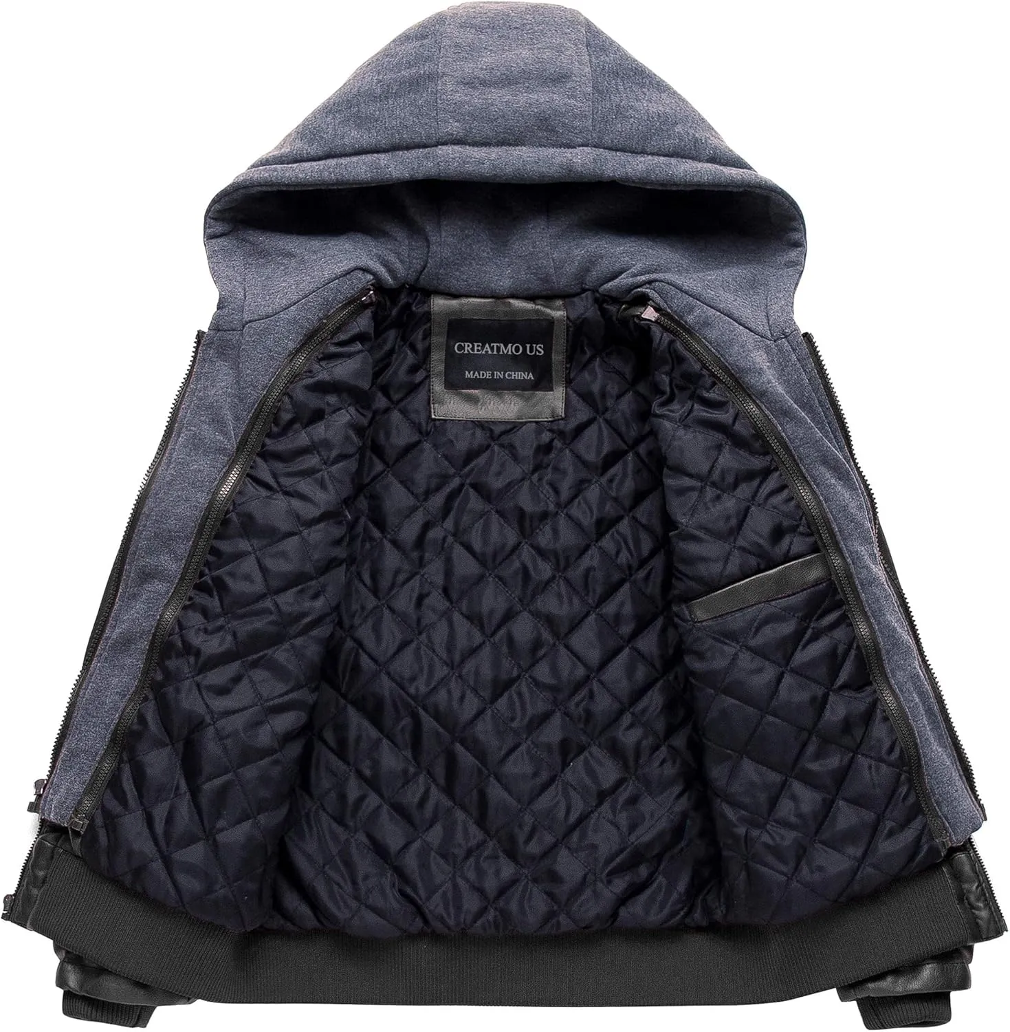 Boy's Faux Leather Jacket Windproof Warm Winter Coat Kids Bomber Outerwear Waterproof PU Motorcycle Jacket