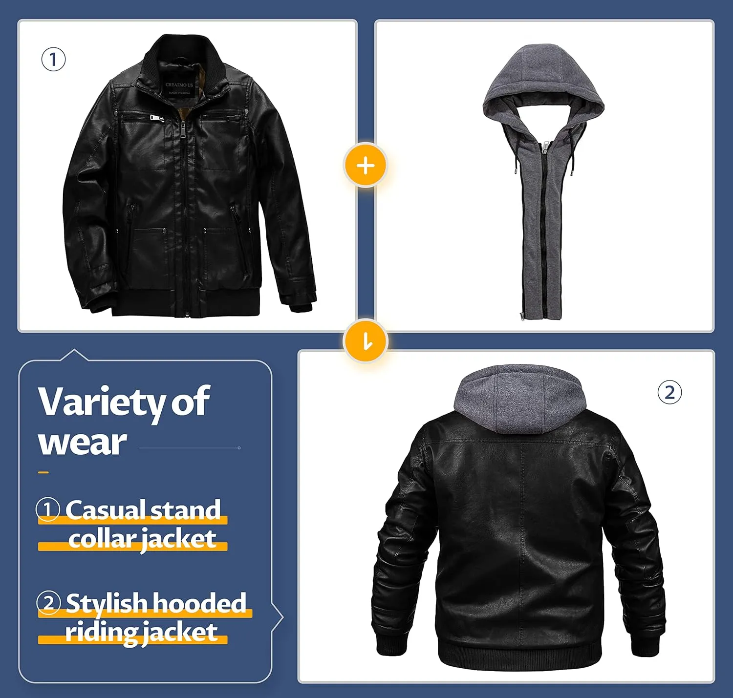 Boy's Faux Leather Jacket Windproof Warm Winter Coat Kids Bomber Outerwear Waterproof PU Motorcycle Jacket