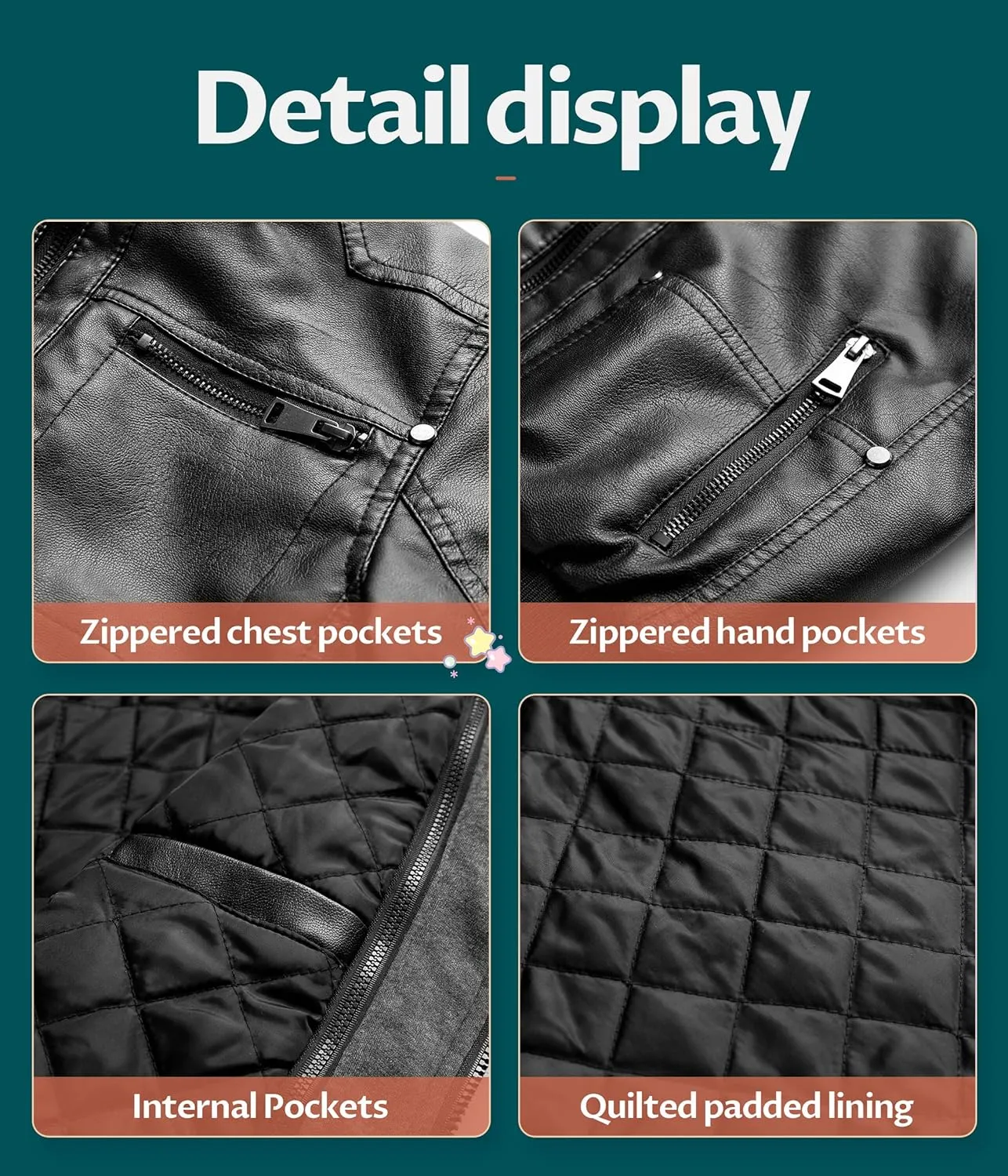 Boy's Faux Leather Jacket Windproof Warm Winter Coat Kids Bomber Outerwear Waterproof PU Motorcycle Jacket