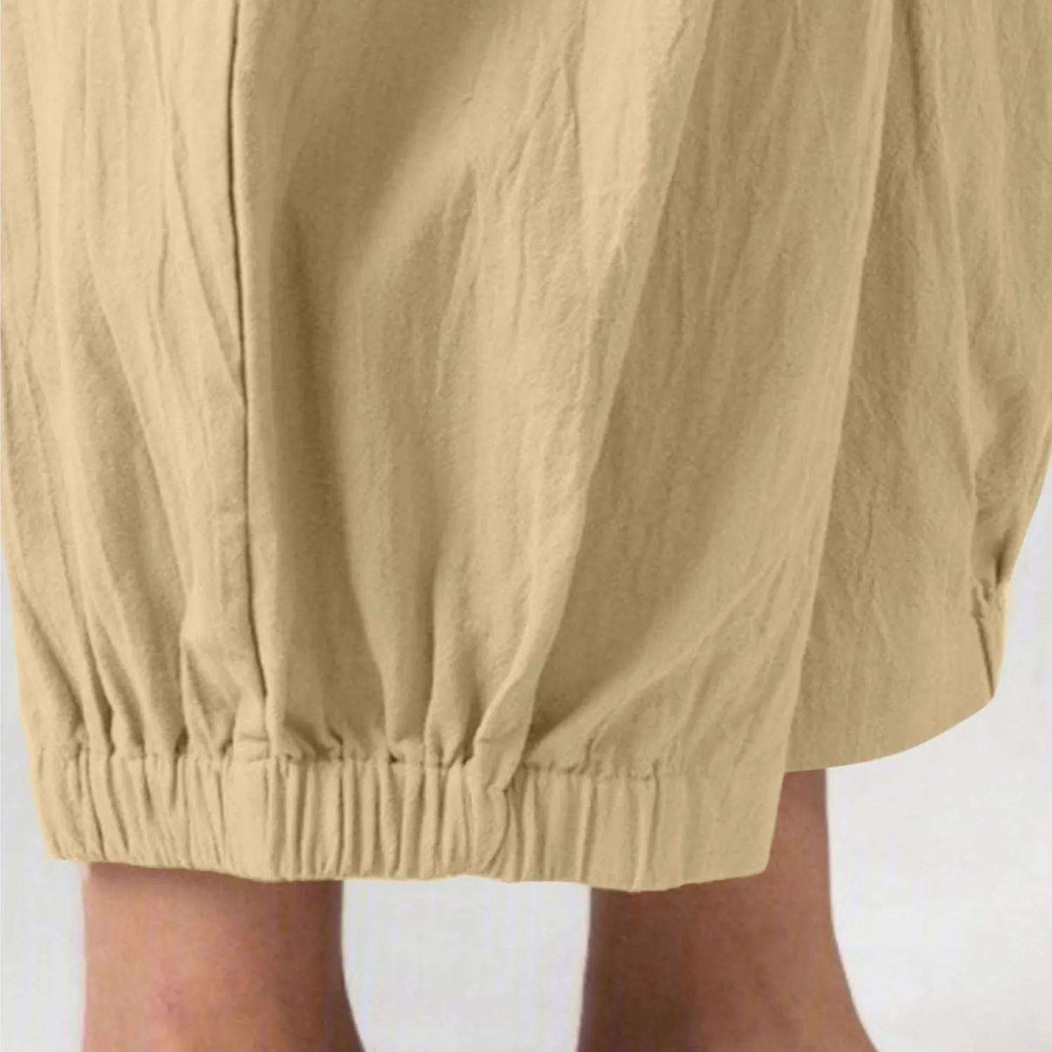 Bozanly Womens Summer Capri Pants Elastic Waist Cotton Linen Yoga Cropped Pants Trousers