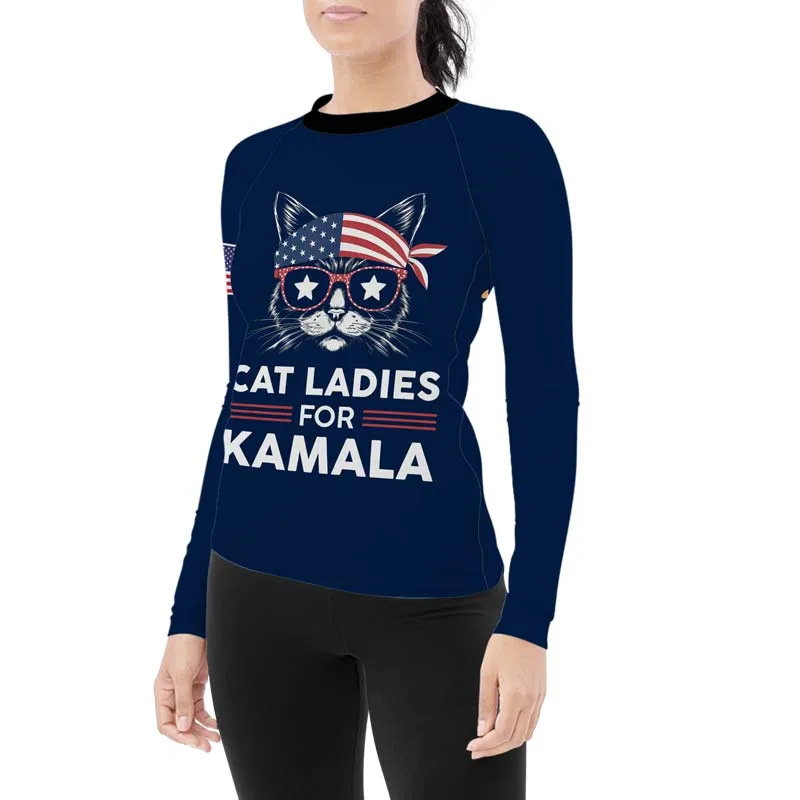 Cat Ladies For Kamala Women's Long Sleeve Rash Guard