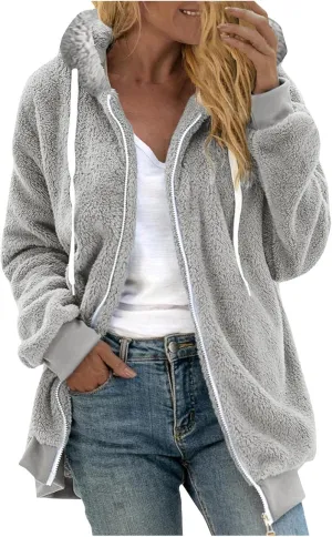 Cbcbtwo Fuzzy Fleece Jacket for Women 2025 Plus Size Warm Winter Coats Fluffy Sherpa Hoodie Zip up Casual Cardigan Outerwear