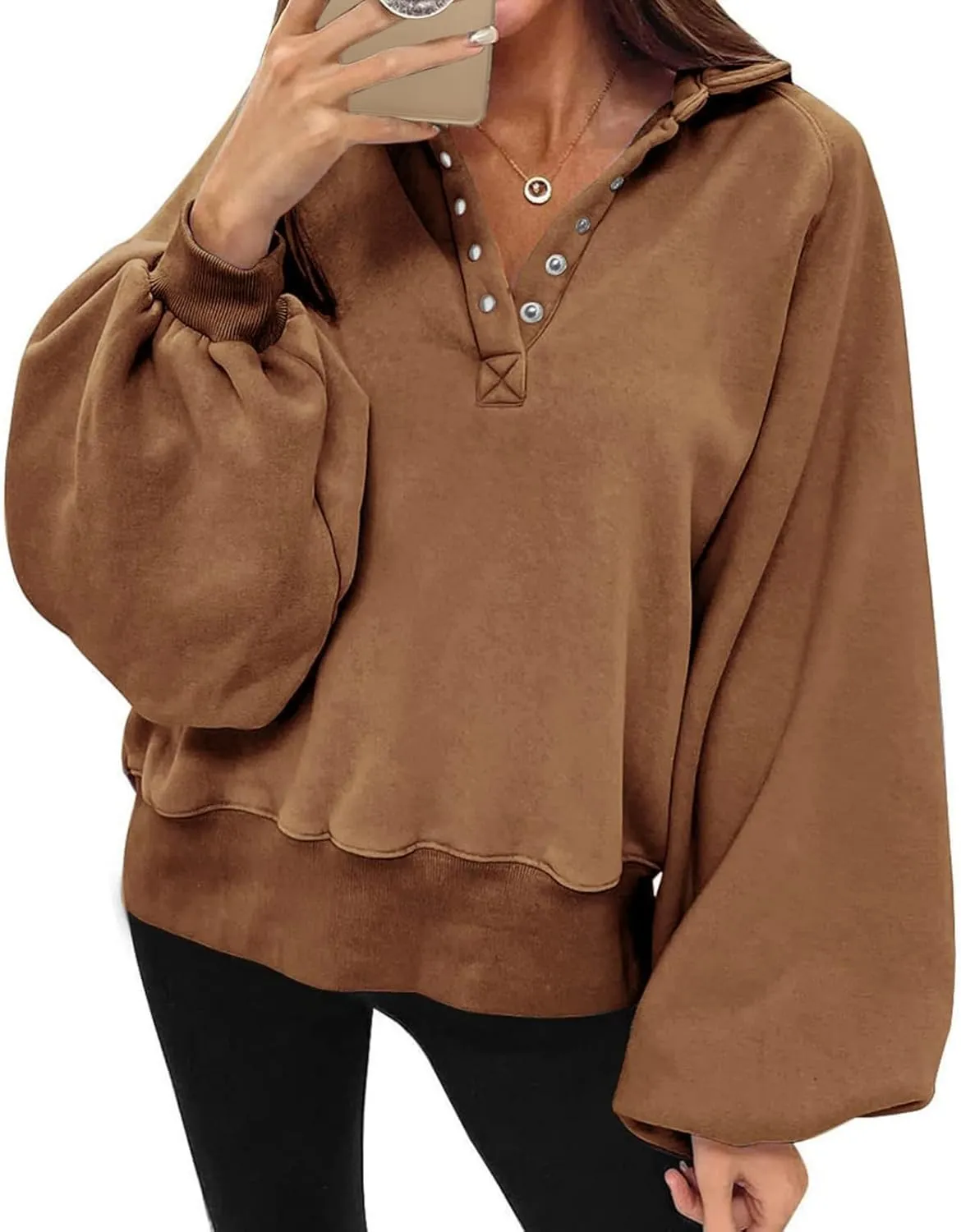 Ceboyel Oversized Sweatshirts for Women Lantern Sleeve Pullover Loose Fit Trendy Hoodies Trending Winter Outfits Clothes 2023