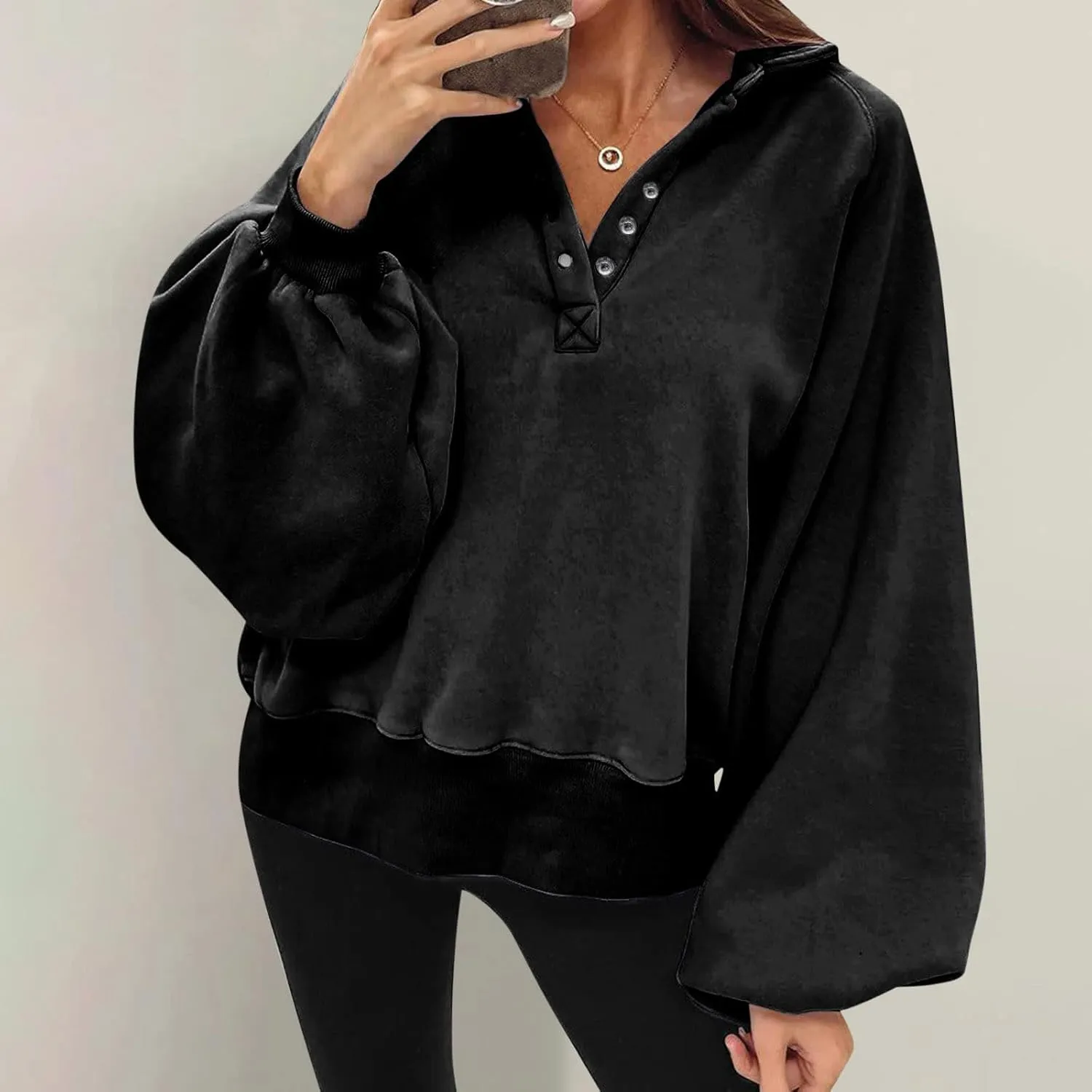 Ceboyel Oversized Sweatshirts for Women Lantern Sleeve Pullover Loose Fit Trendy Hoodies Trending Winter Outfits Clothes 2023