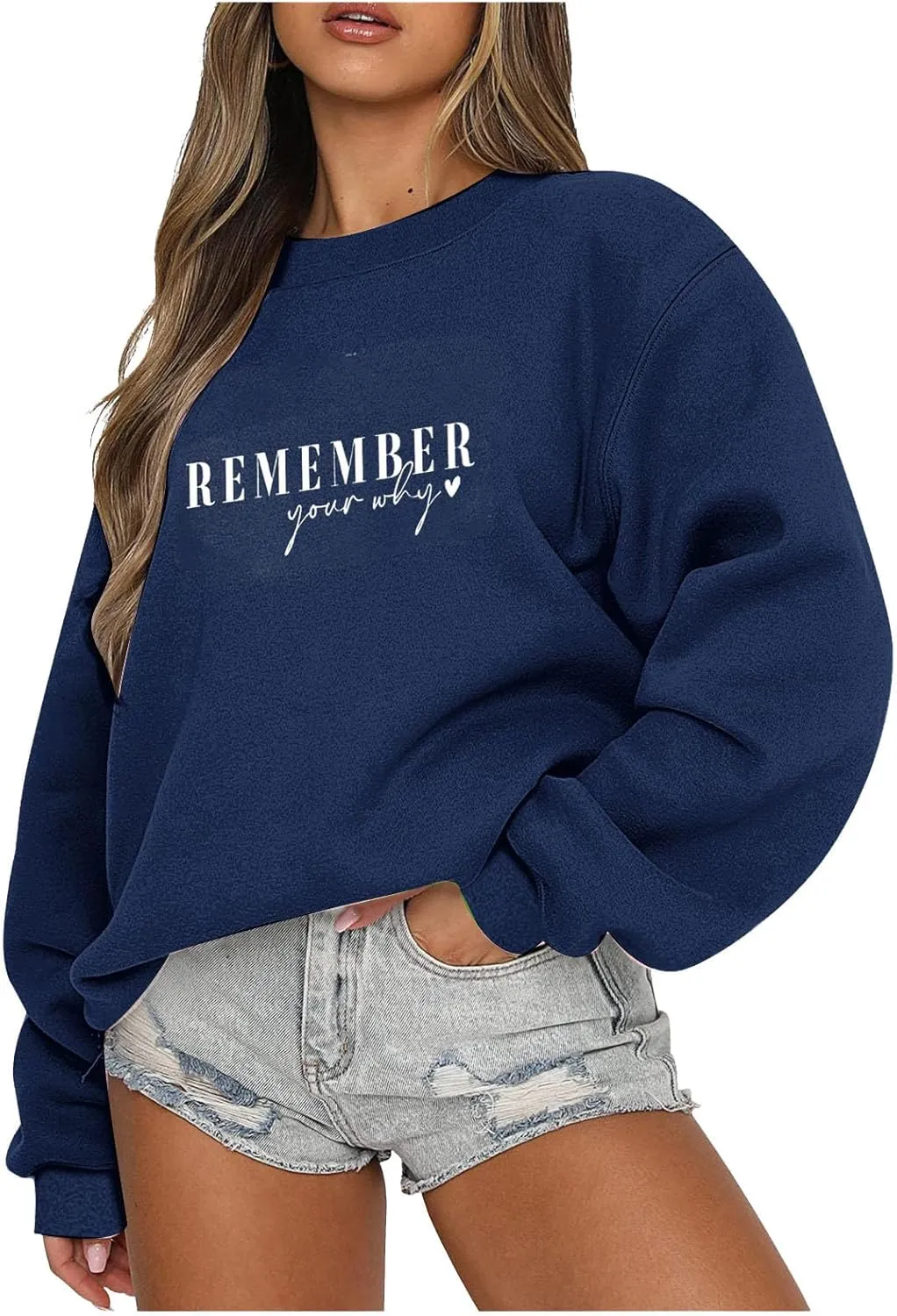 Ceboyel Remember Your Why Sweatshirt Oversized Pullover Sweater Letter Print Cute Hoodies Trendy Fall Winter Clothing 2023
