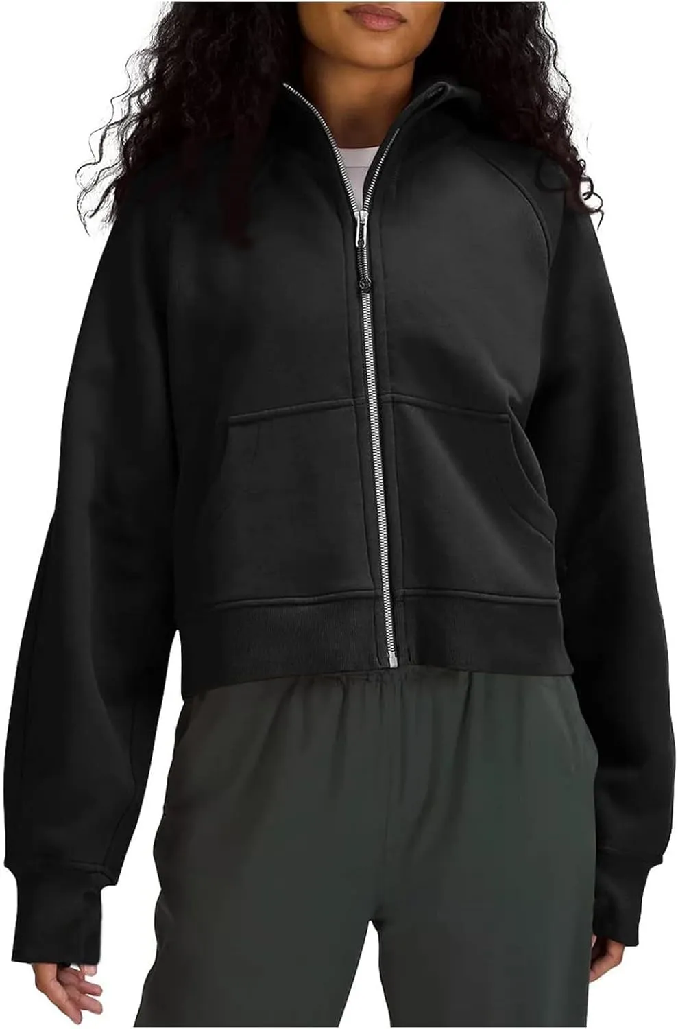Ceboyel Women Full Zip Up Cropped Hoodie Oversized Sweatshirt Trendy Y2K Fleece Jackets Fall Winter Outfits Clothes 2023