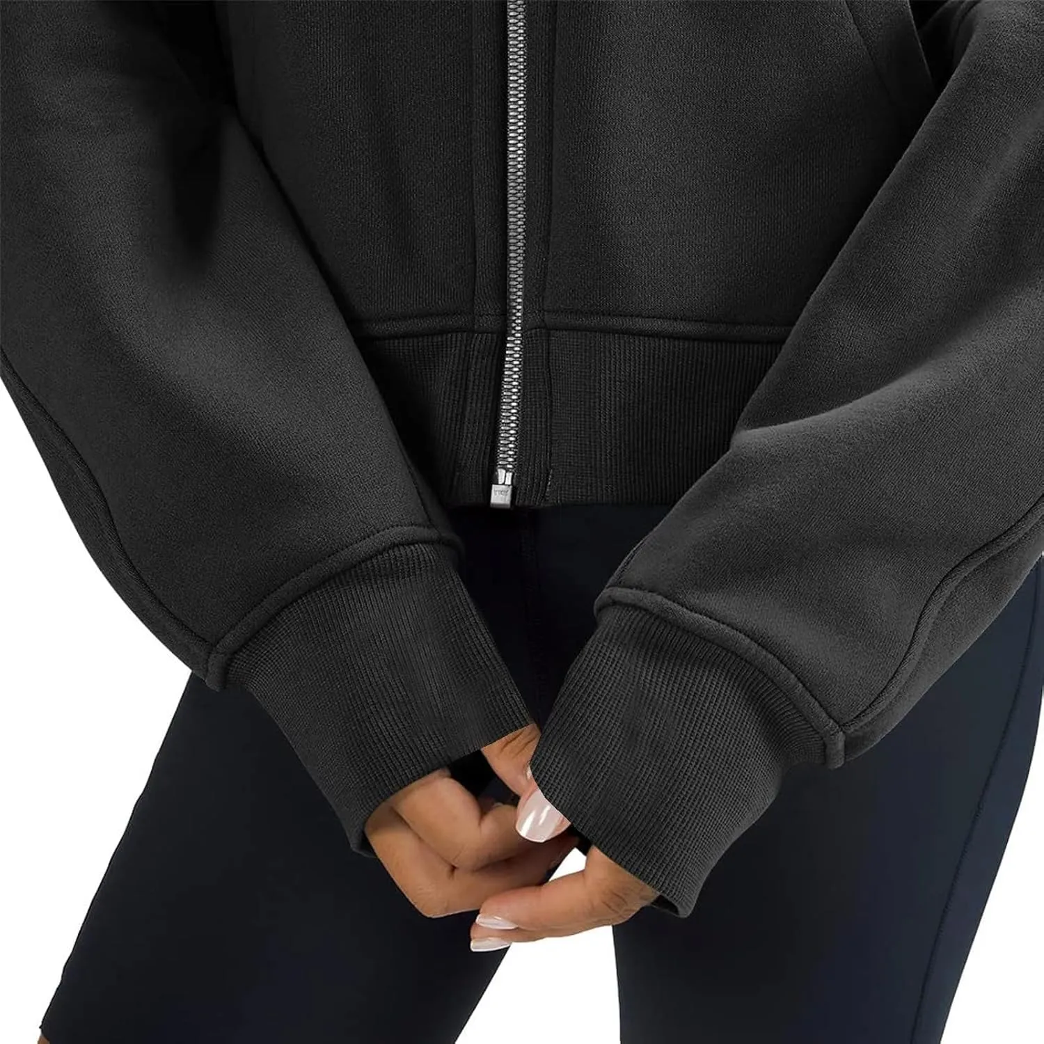Ceboyel Women Full Zip Up Cropped Hoodie Oversized Sweatshirt Trendy Y2K Fleece Jackets Fall Winter Outfits Clothes 2023